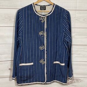 NWT Koos of Course! Reversible Stripe & Paisley Linen Blend Jacket Size Large